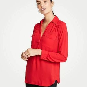 NWT Ann Taylor Camp Shirt in Jubilee Red M